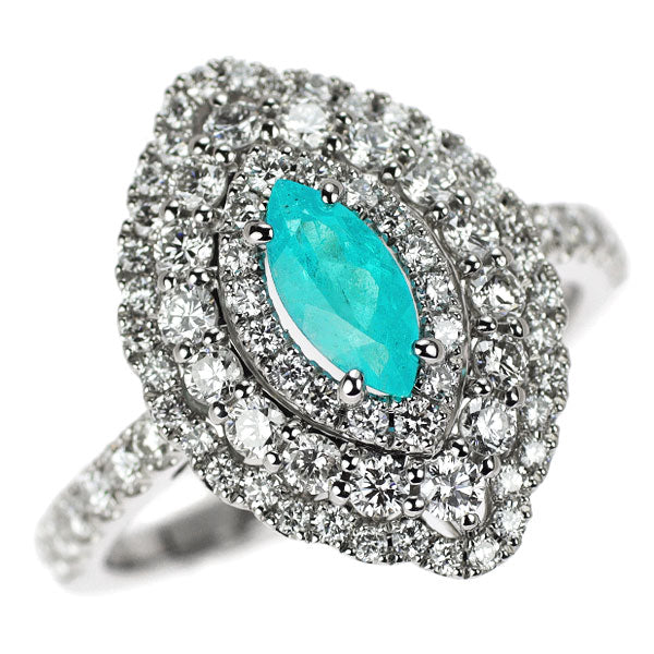 Rare Pt950 Brazilian Paraiba Tourmaline Diamond Ring 0.41ct D0.90ct 