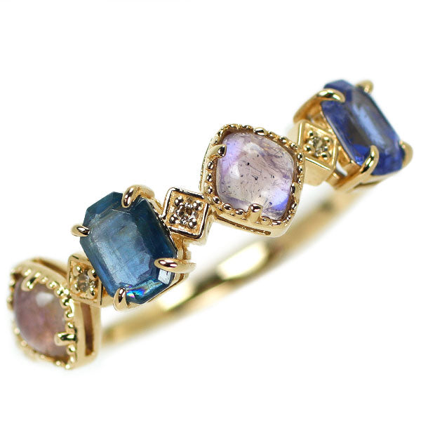 Agate K10YG Kyanite, Amethyst/Labradorite, Diamond Ring D0.012ct Mixed Berry 