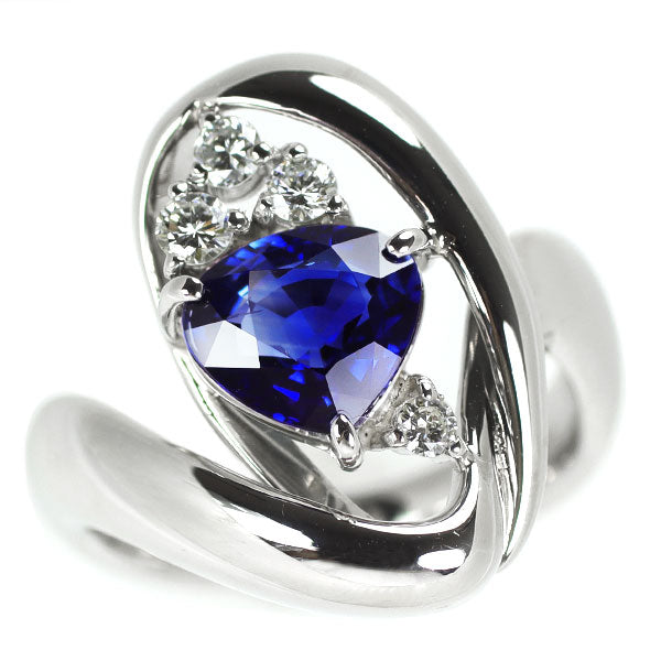 Pt900 Sapphire Diamond Ring 1.715ct D0.20ct 