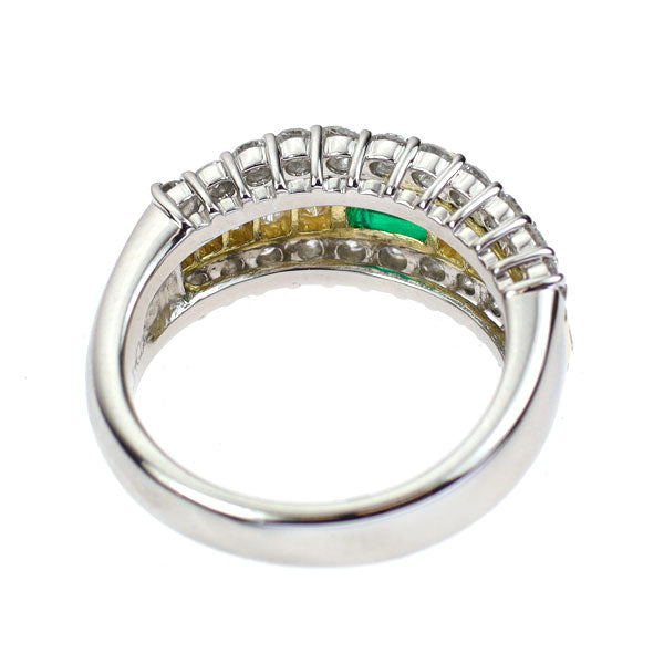 Pt900/ K18YG Emerald Diamond Ring 0.41ct D1.30ct 