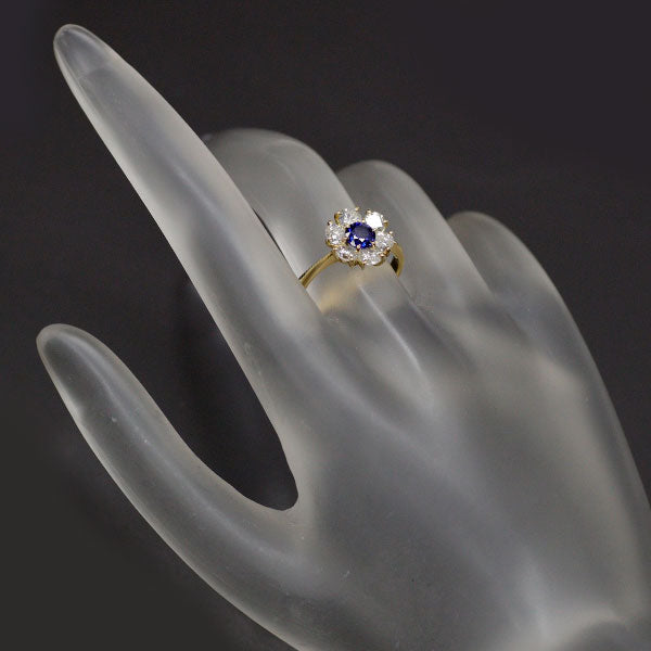 K18YG Sapphire Diamond Ring 0.55ct D1.00ct 