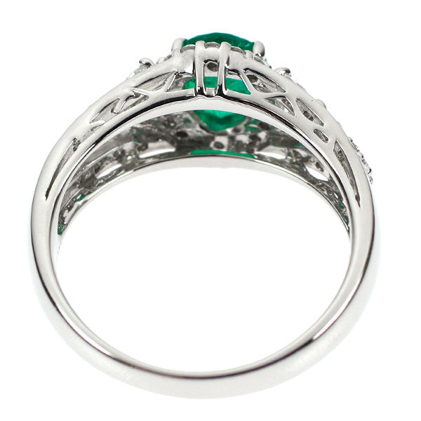 Pt900 Emerald Diamond Ring 0.84ct D0.41ct 