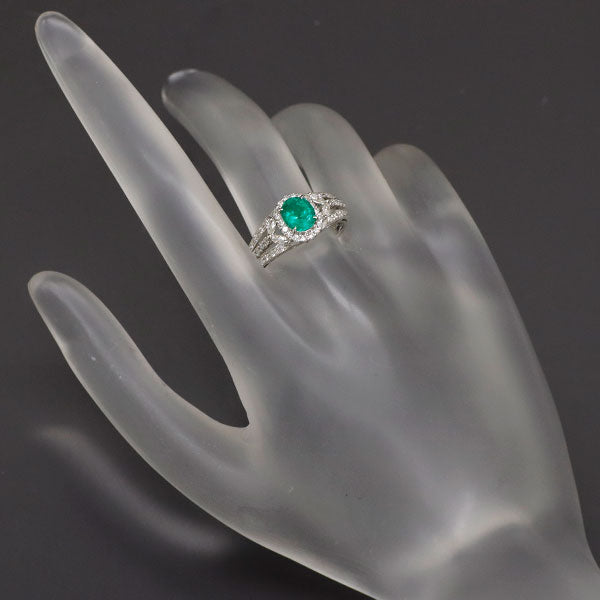 Pt900 Emerald Diamond Ring 0.84ct D0.41ct 