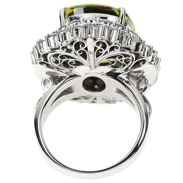 Pt900 Sphene Diamond Ring 17.70ct D2.84ct 