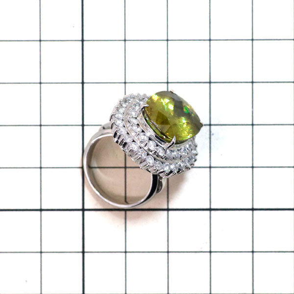 Pt900 Sphene Diamond Ring 17.70ct D2.84ct 