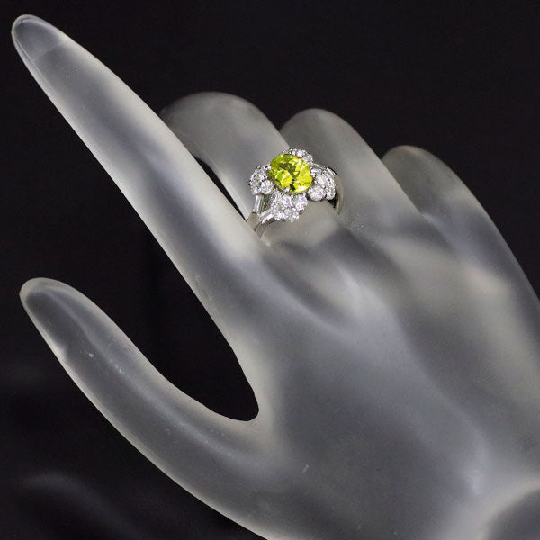 Pt900 Canary Yellow Tourmaline Diamond Ring 1.38ct D1.37ct 