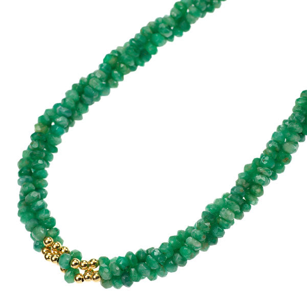 K18YG Emerald Necklace 100.00ct 3-Row 