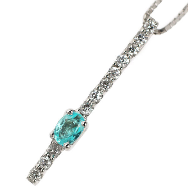 K18WG Brazilian Paraiba Tourmaline Diamond Pendant Necklace 0.16ct D0.13ct 