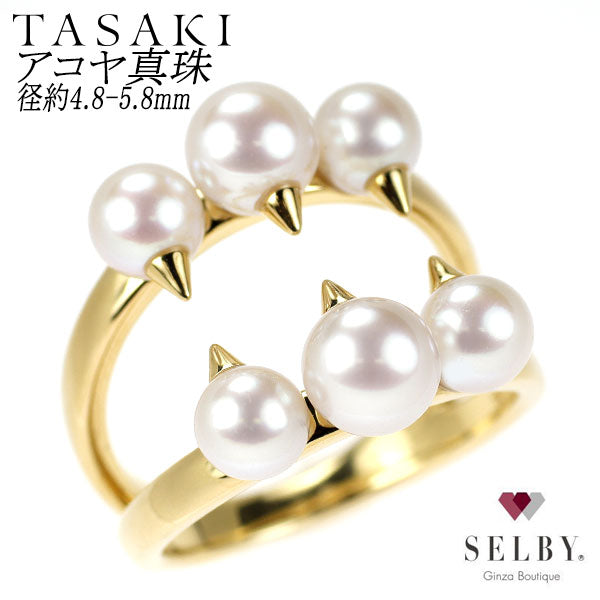 TASAKI K18YG Akoya Pearl Ring 4.8-5.8mm Danger Signature #13.0 《Selby Ginza Store》 [S, Like New, Polished] [Used] 