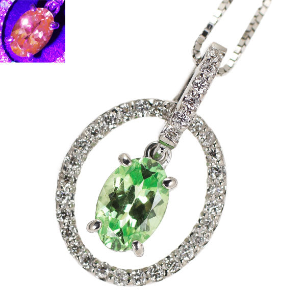 K18WG Mint Garnet Diamond Pendant Necklace 0.49ct D0.11ct 