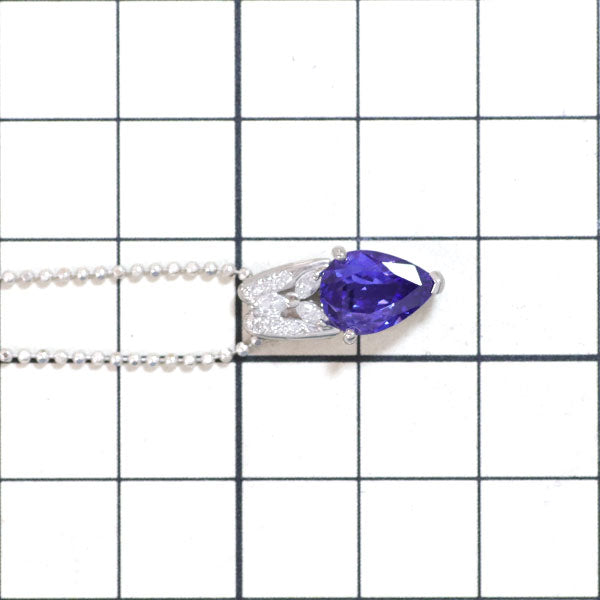 Pt900/Pt850 Pear Shape Tanzanite Diamond Pendant Necklace 1.62ct D0.14ct 