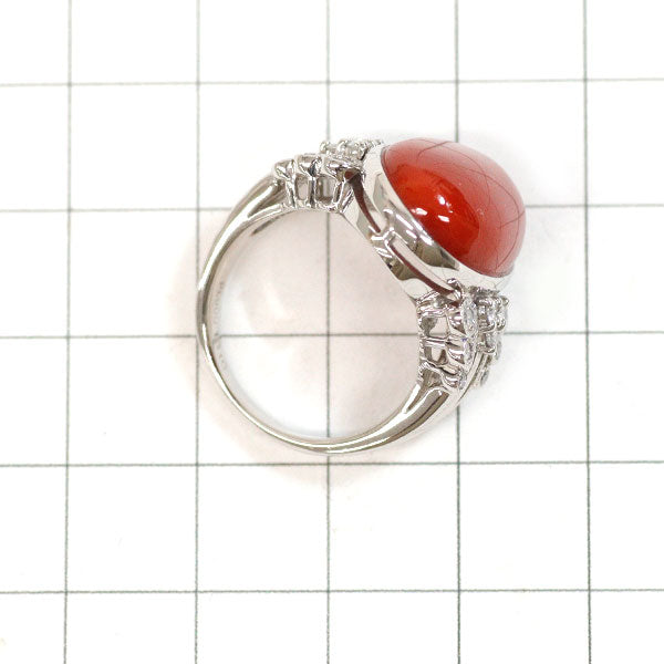 Pt900 Coral Diamond Ring 10.10ct D0.40ct 