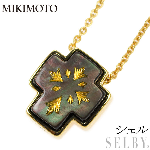 MIKIMOTO K18YG Pikuwe Shell Pendant Necklace 