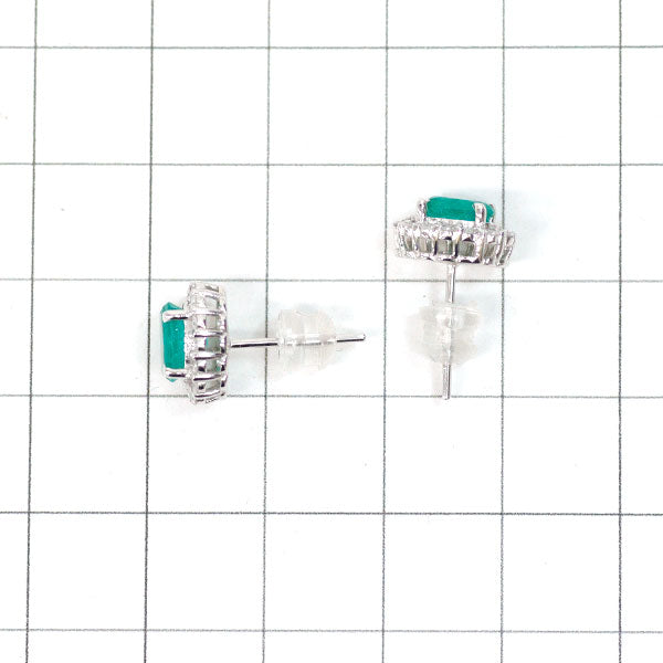 K18WG エメラルド ダイヤモンド ピアス 1.42ct D0.30ct