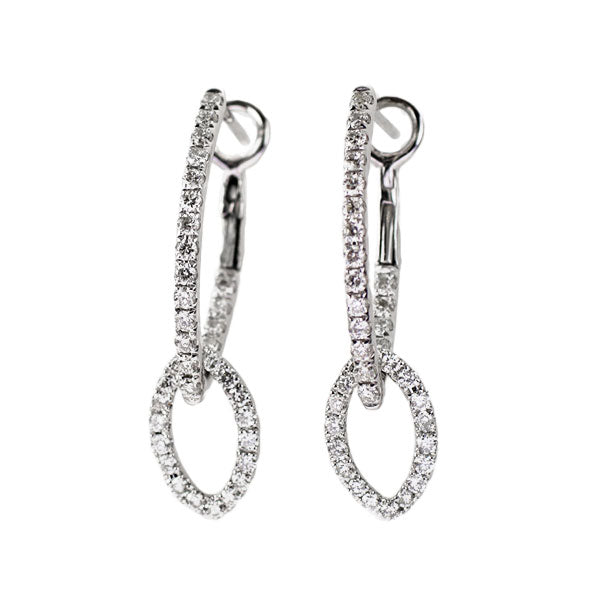 K18WG Diamond Hoop Earrings 0.66ct 2WAY 