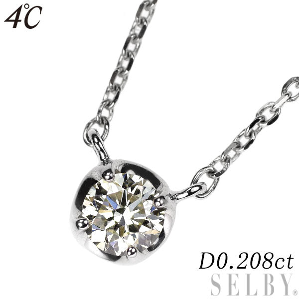 4℃ K18WG Diamond Pendant Necklace 0.208ct 