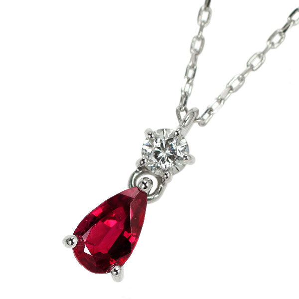 Wish Upon a Star K18WG Ruby Diamond Pendant Necklace 0.22ct D0.054ct 