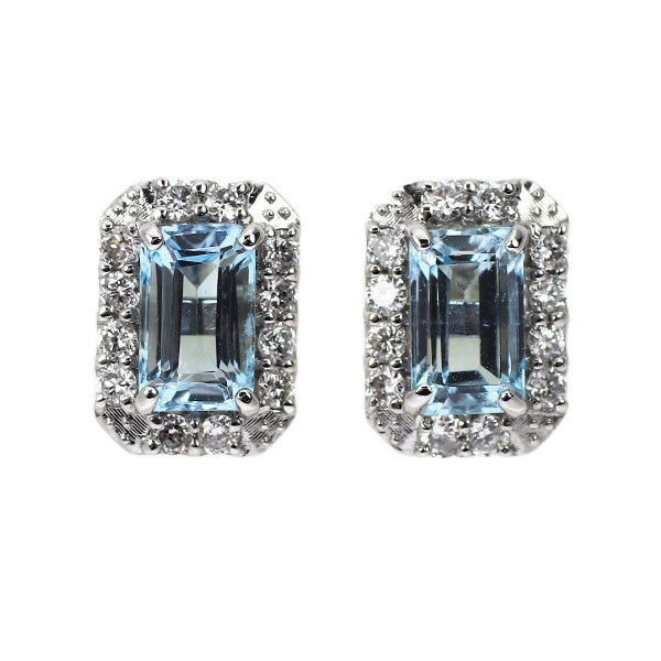 新品 Pt900 サンタマリアカラーアクアマリン ダイヤモンド ピアス 0.62ct D0.14ct 【エスコレ】