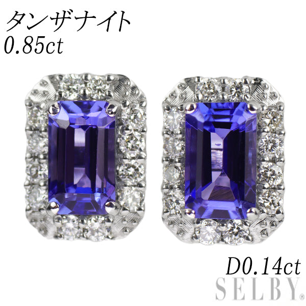 New Pt900 Tanzanite Diamond Earrings 0.85ct D0.14ct [Escore] 