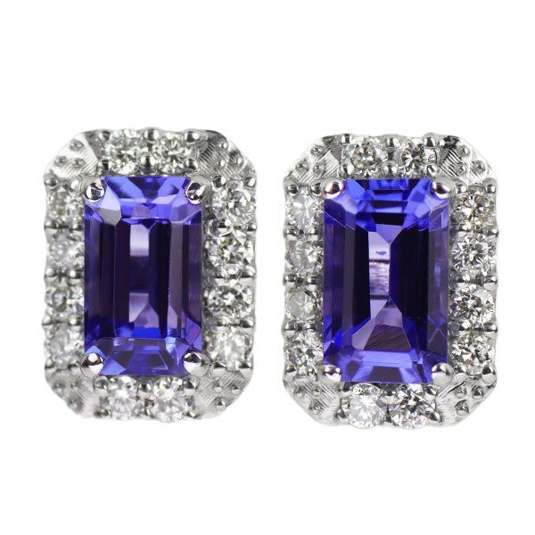 New Pt900 Tanzanite Diamond Earrings 0.85ct D0.14ct [Escore] 