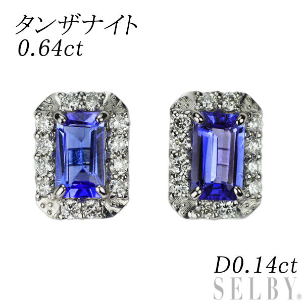 New Pt900 Tanzanite Diamond Earrings 0.58ct D0.14ct [Escore] 