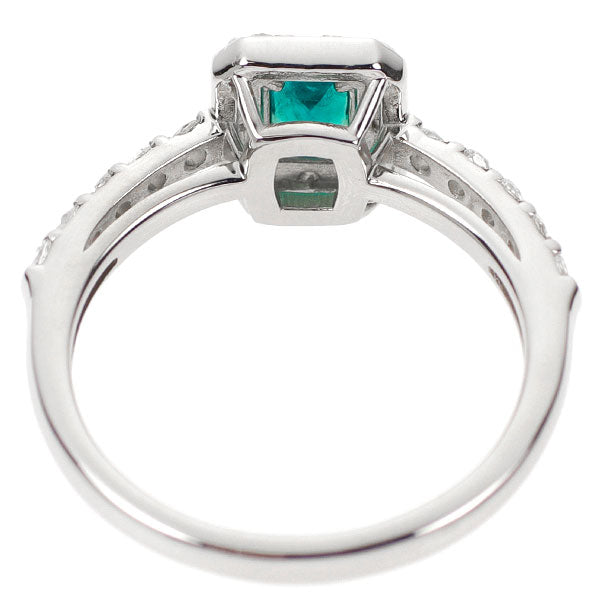 New Rare Pt950 Cushion Cut Green Apatite Rose Cut Diamond Ring 0.198ct D0.23ct [Escore] 