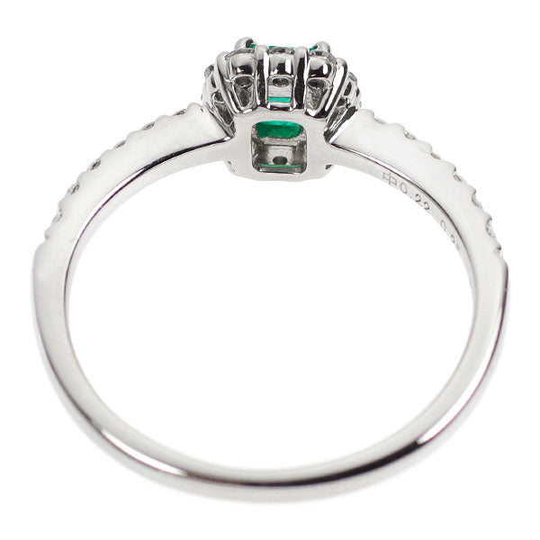 Pt900 Emerald Diamond Ring 0.22ct D0.25ct 