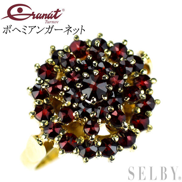 Granat Turnoff K14YG Bohemian Garnet Ring 