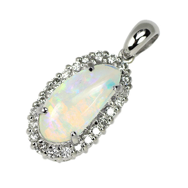 Pt900 Opal Diamond Pendant 1.43ct D0.32ct 