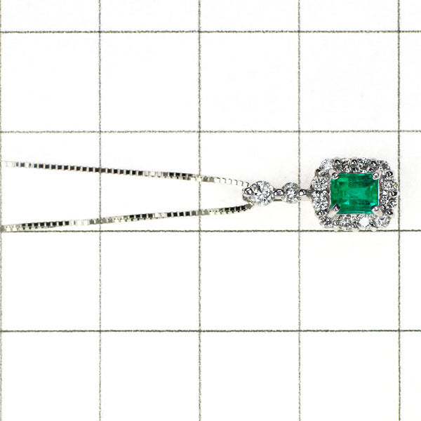 K18WG Emerald Diamond Pendant Necklace 0.35ct D0.27ct 