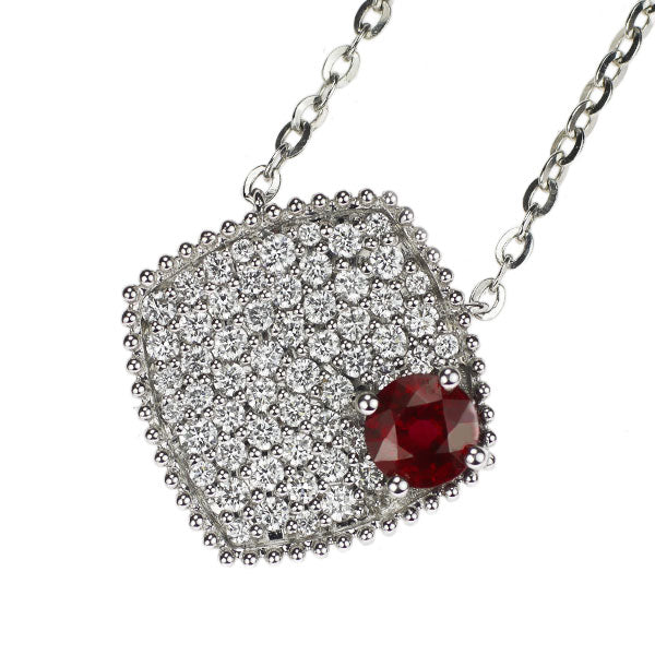 K18WG Ruby Diamond Pendant Necklace 0.295ct D0.318ct 