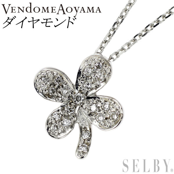 Vendome Aoyama K18WG Diamond Pendant Necklace Flower 