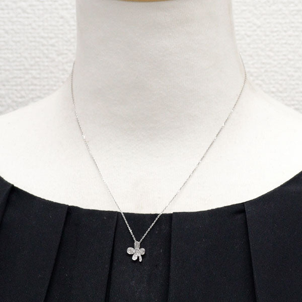 Vendome Aoyama K18WG Diamond Pendant Necklace Flower 