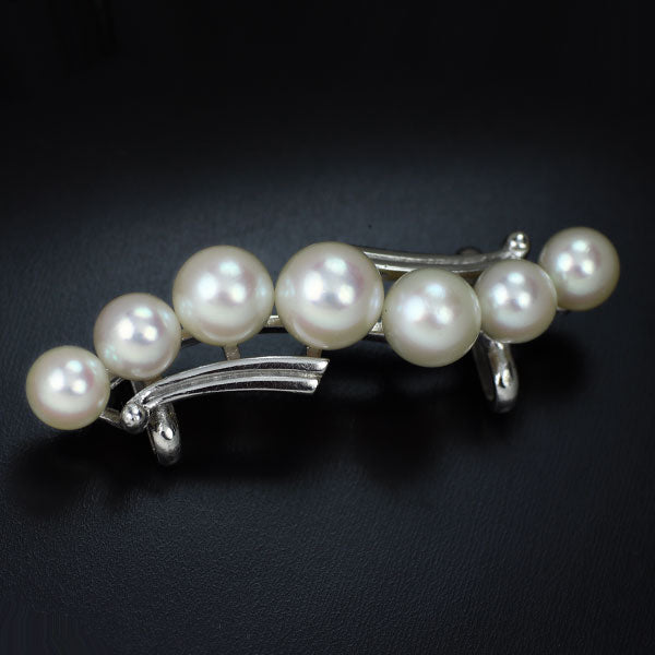 Mikimoto K14WG Akoya pearl obi clasp, diameter approx. 5.1-6.6mm, vintage product 