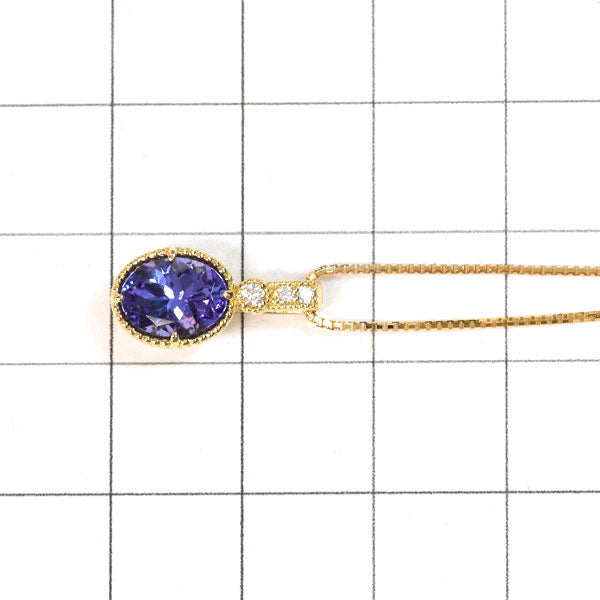 K18YG Tanzanite Diamond Pendant Necklace 1.245ct D0.04ct 