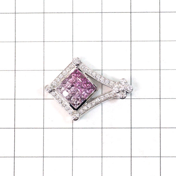 K18WG Pink Sapphire Diamond Pendant Top 1.85ct D0.58ct Mystery Setting 