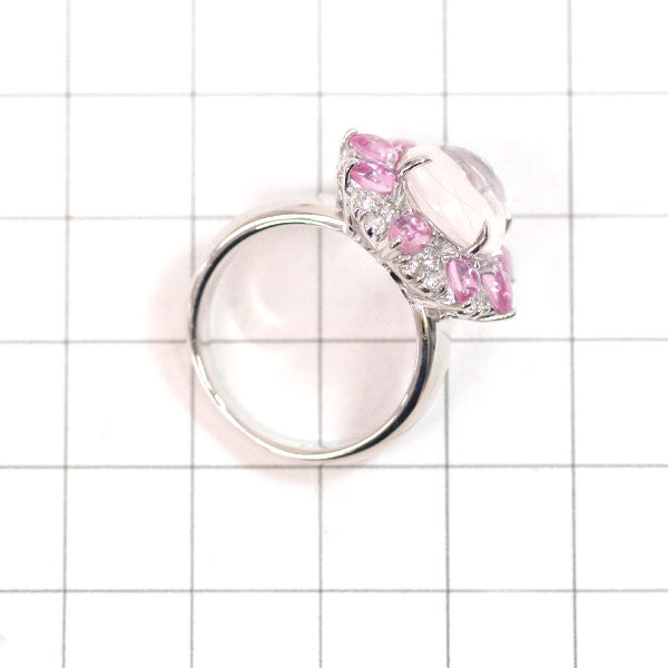 K18WG ローズクオーツ ピンクサファイア ダイヤモンド リング 4.38ct PS1.84ct D0.48ct