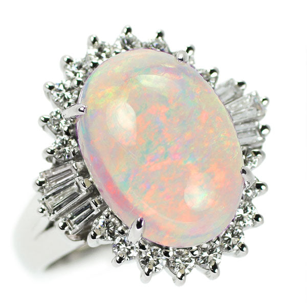 Pt900 Opal Diamond Ring 5.122ct D0.64ct 