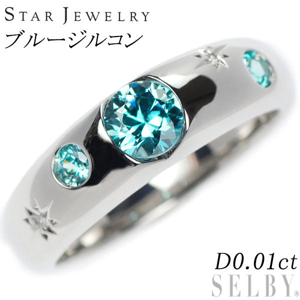 Star Jewelry K18WG Blue Zircon Diamond Ring D0.01ct 