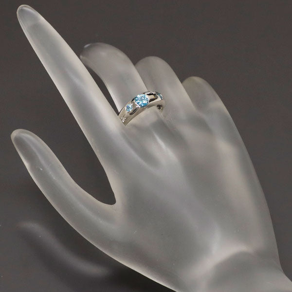 Star Jewelry K18WG Blue Zircon Diamond Ring D0.01ct 