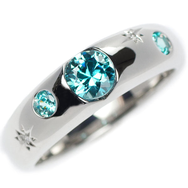 Star Jewelry K18WG Blue Zircon Diamond Ring D0.01ct 