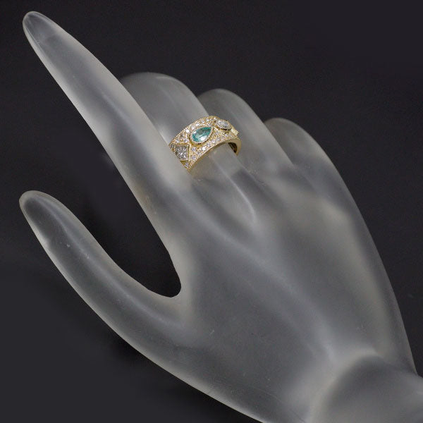 Rare K18YG/Pt900 Paraiba Tourmaline Diamond Ring 1.22ct D1.31ct 