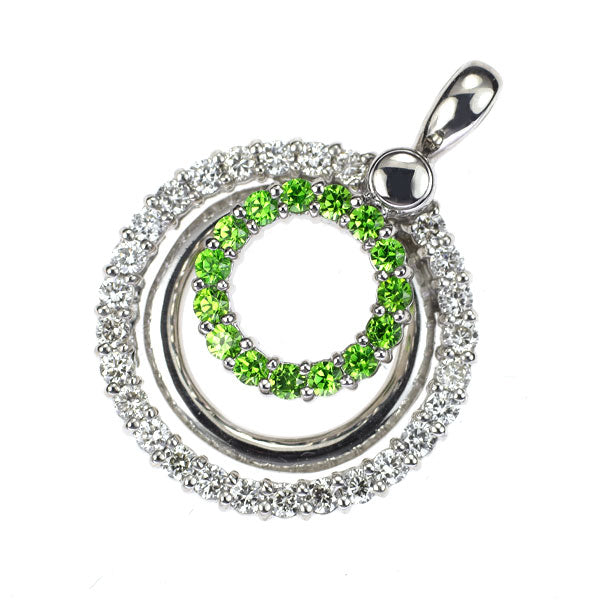 K18WG Demantoid Garnet Diamond Pendant Top 0.46ct D0.63ct 