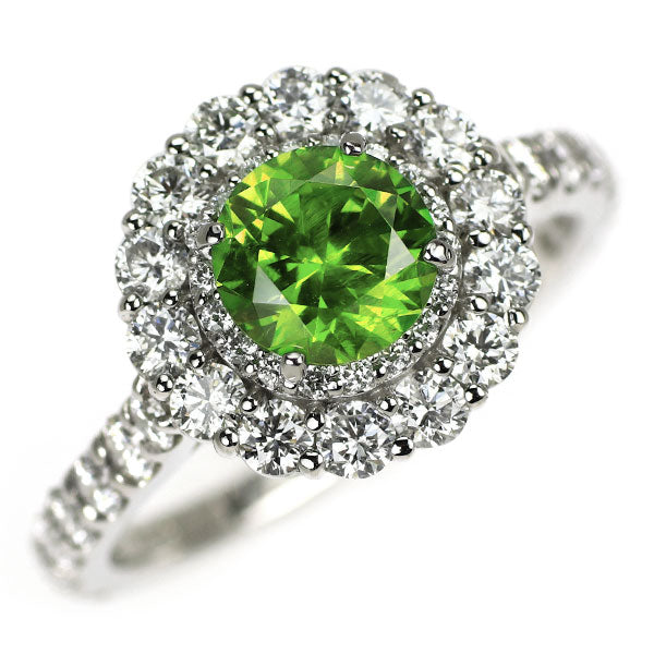 希少 Pt900 デマントイドガーネット ダイヤモンド リング 1.07ct D1.08ct