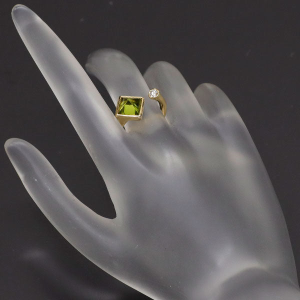 K18YG Peridot Diamond Ring 2.10ct D0.10ct