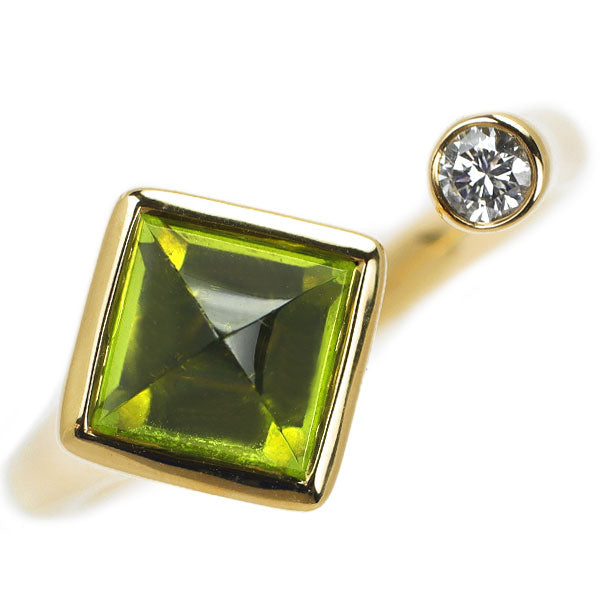 K18YG Peridot Diamond Ring 2.10ct D0.10ct