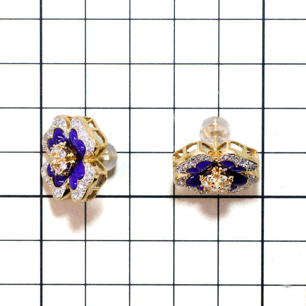 K18YG/WG ラピスラズリ ダイヤモンド ピアス D1.17ct クローバー