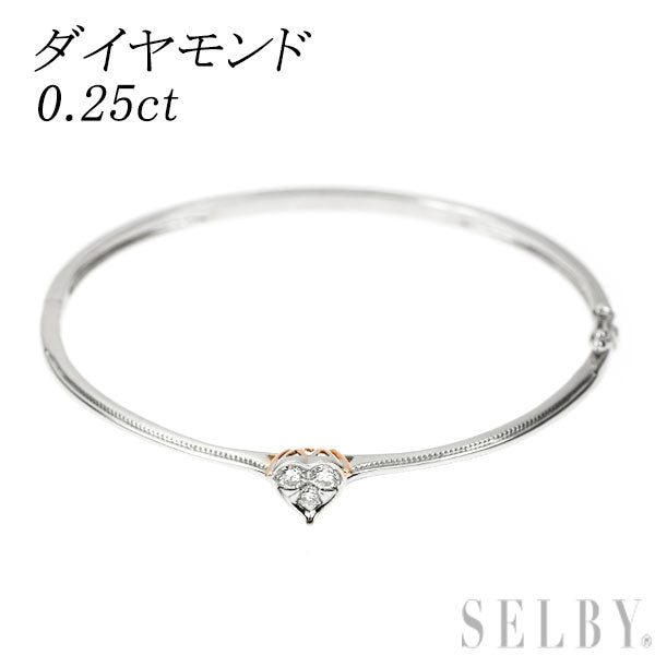 K18WG/PG Diamond Bangle 0.25ct Heart 