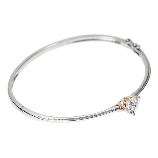 K18WG/PG Diamond Bangle 0.25ct Heart 