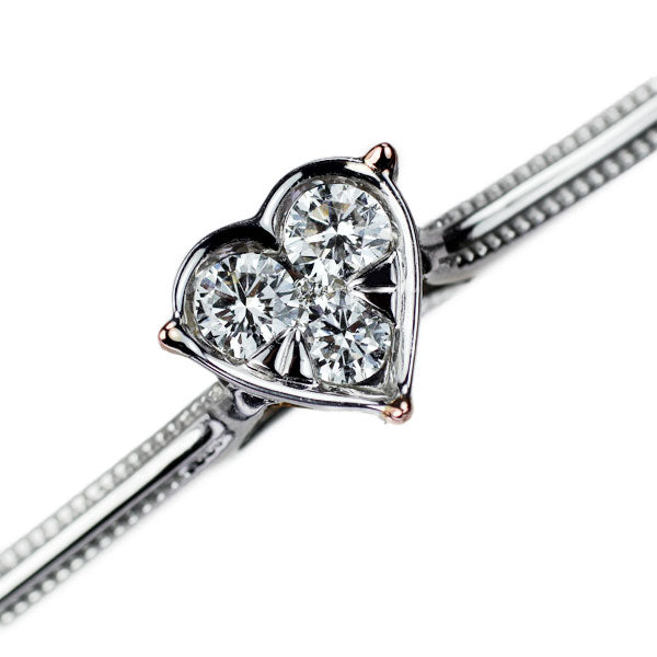 K18WG/PG Diamond Bangle 0.25ct Heart 